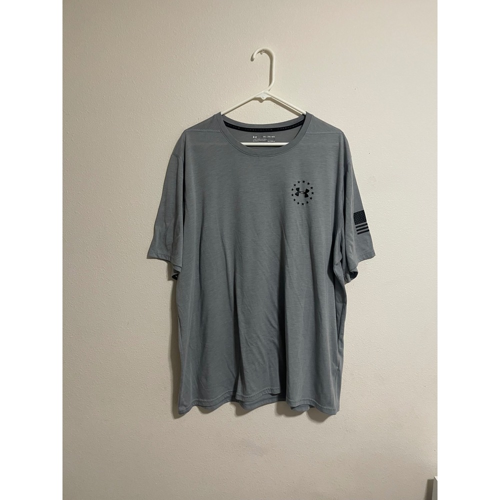 Under Armour Mens‎ Threadborne HeatGear Gray Tactical Flag T-Shirt 3XL Loose